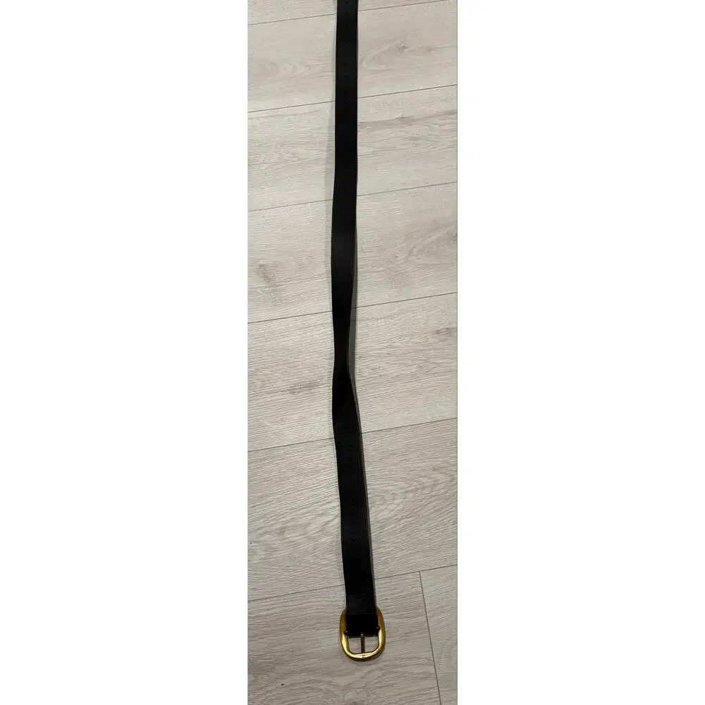 Women’s Boutique Black Designer Faux Suede Belt Gold  Buckle Adjustable 48” NWT